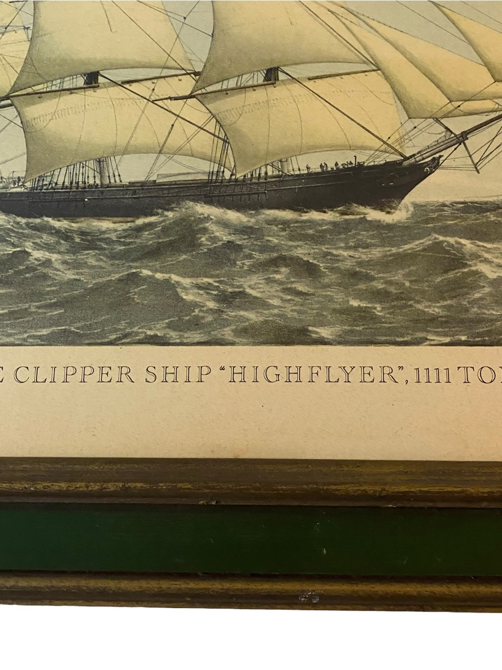 Vintage The Clipper Ship High Flyer Lithograph Framed Print Nautical - Picture 3 of 8